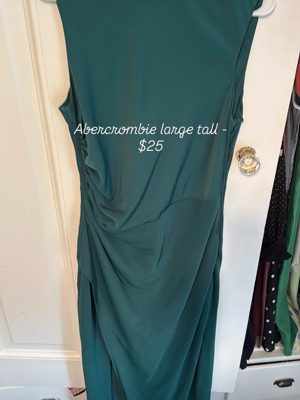 Abercrombie & Fitch Teal Ruched Sleeveless Maxi Dress